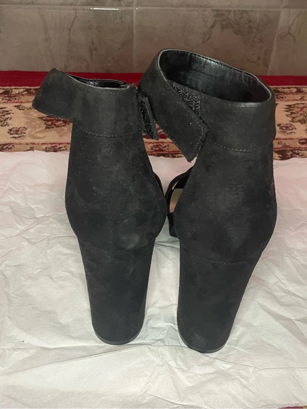 Mix No. 6 Black Suede Ankle-Strap Block Heels